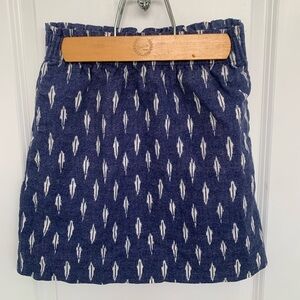J. Crew Mini Skirt, Navy and White Ikat, size 00